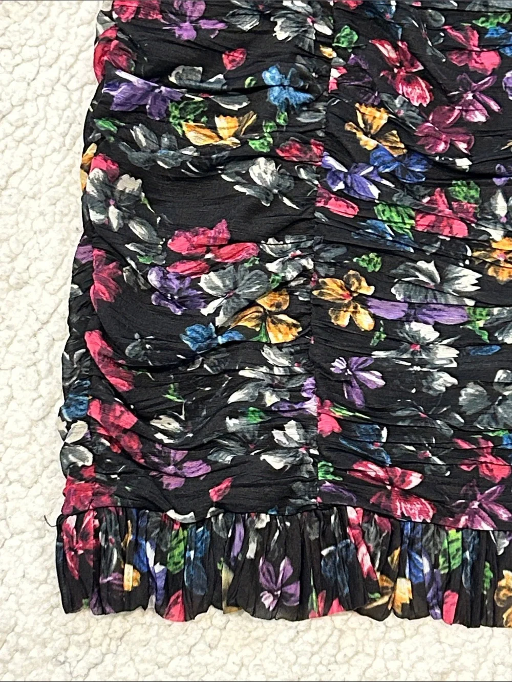 French Connection Zelka Alanna Jersey Mini Dress Black Multi sz 0 Bodycon Floral